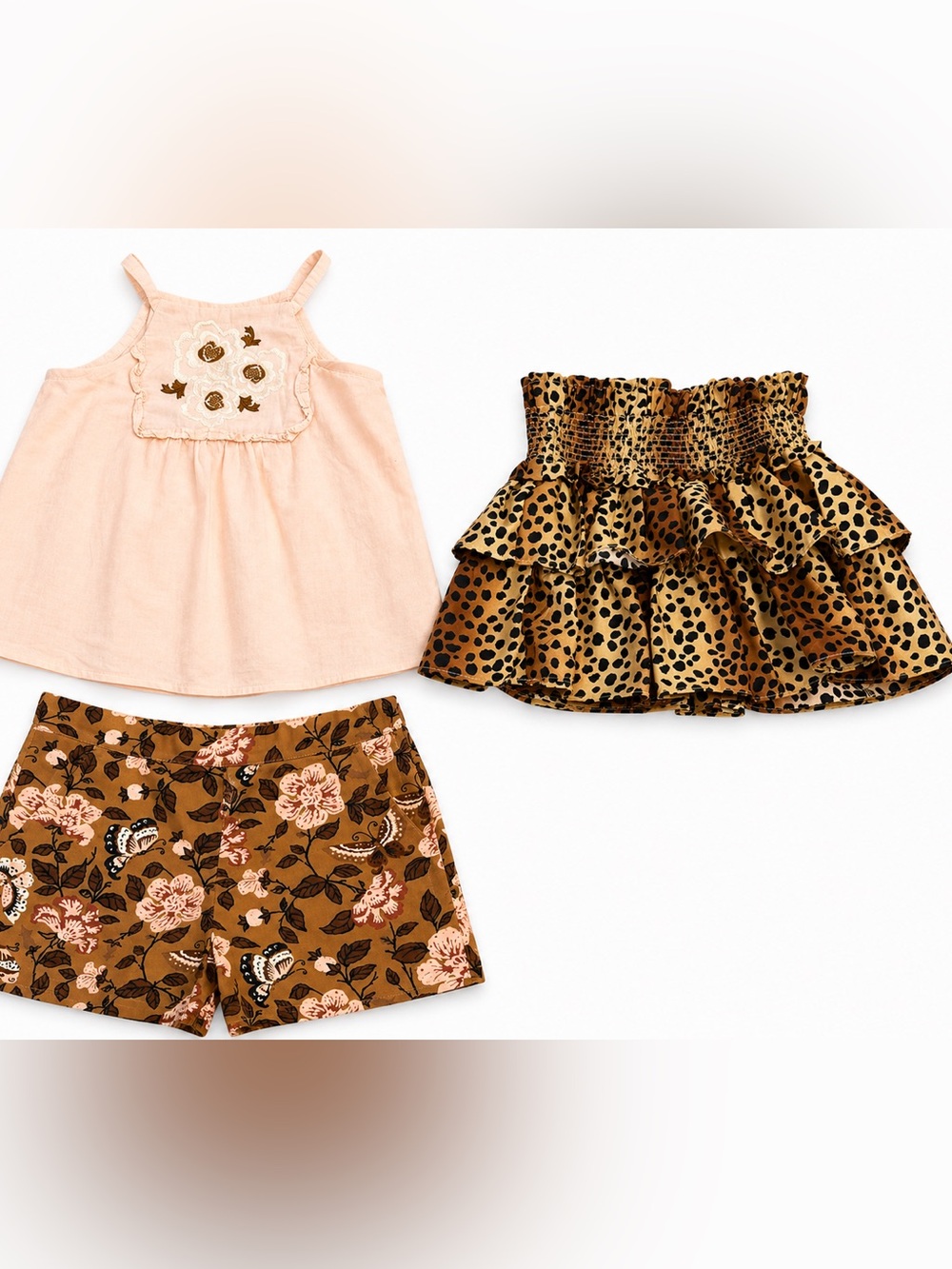 Janie and Jack Leopard Print & Cream Smocked Top